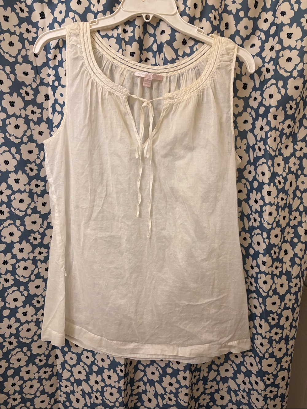 Rebecca Taylor Cream Sleeveless Tie-Neck Linen Camisole